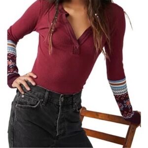 NWT- VALENTINE FREE PEOPLE / L / MIKAH / Nordic Fair Isle Cuff / in WINE